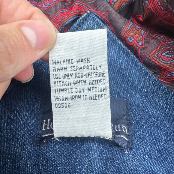 Vintage Denim Coat 1980s Hunters Run Hong Kong Corduroy Accents Plus Size - Picture 5 of 7